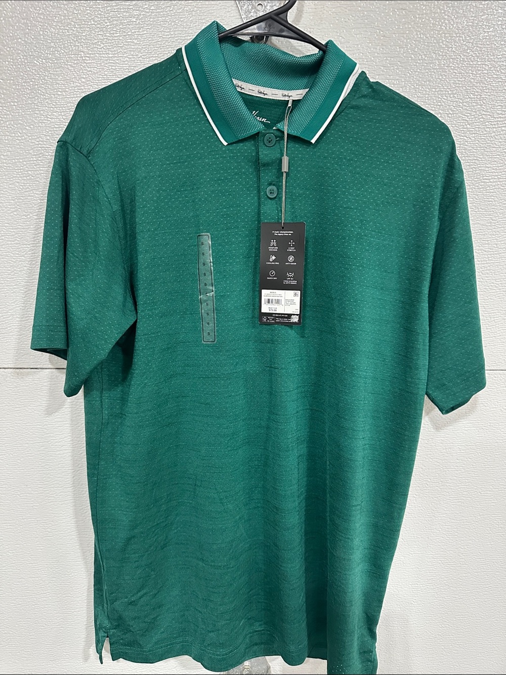 Walter Hagen Green Polo with White-Trim Collar